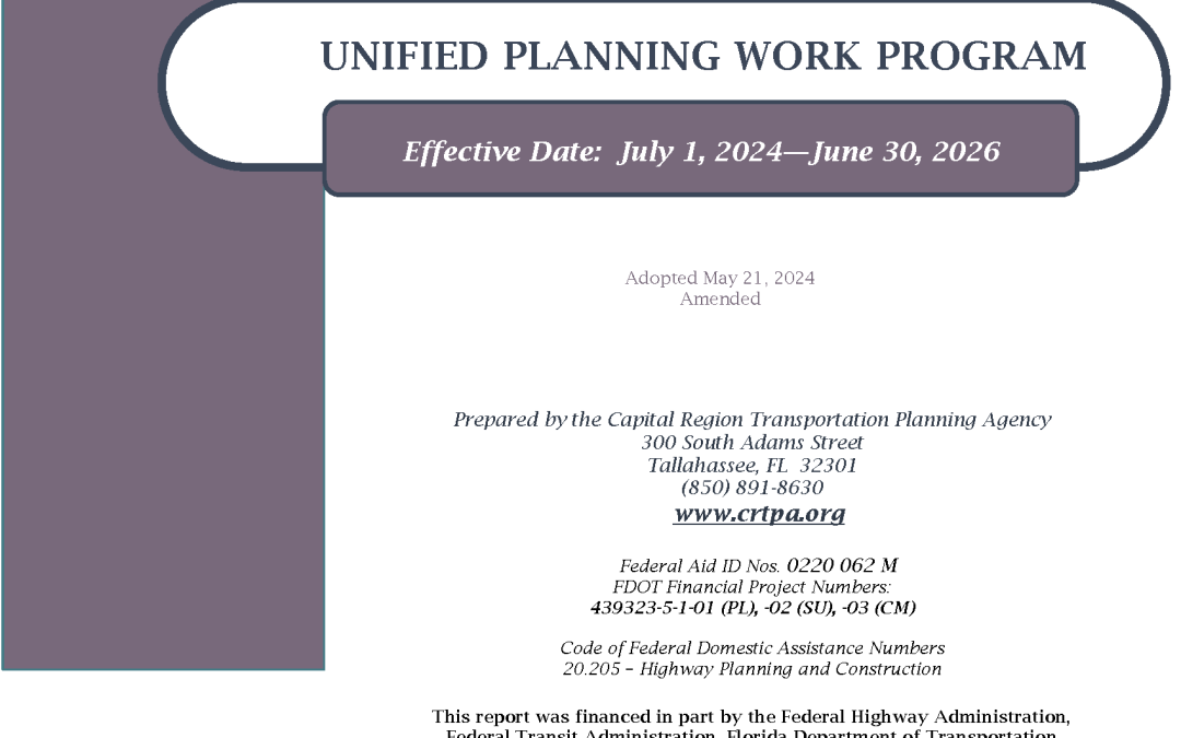 Draft Unified Planning Work Program (UPWP) Now Available